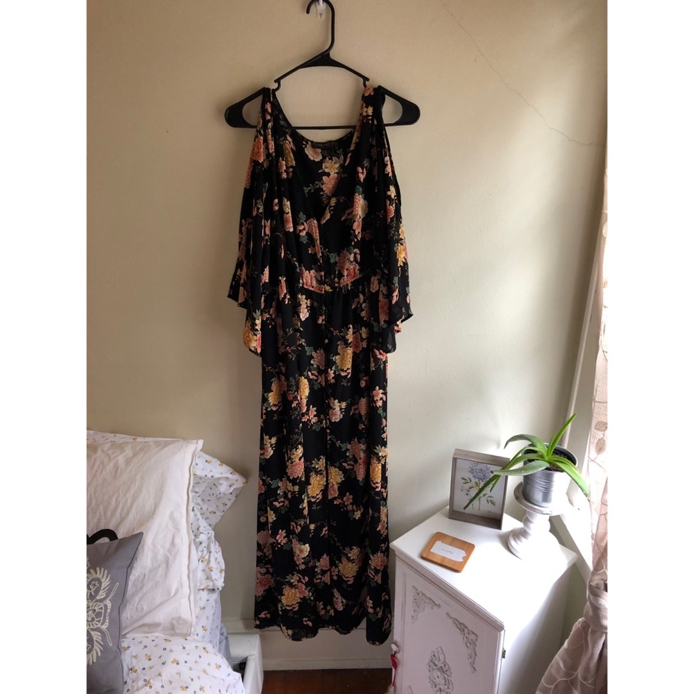 Long black floral maxi dress